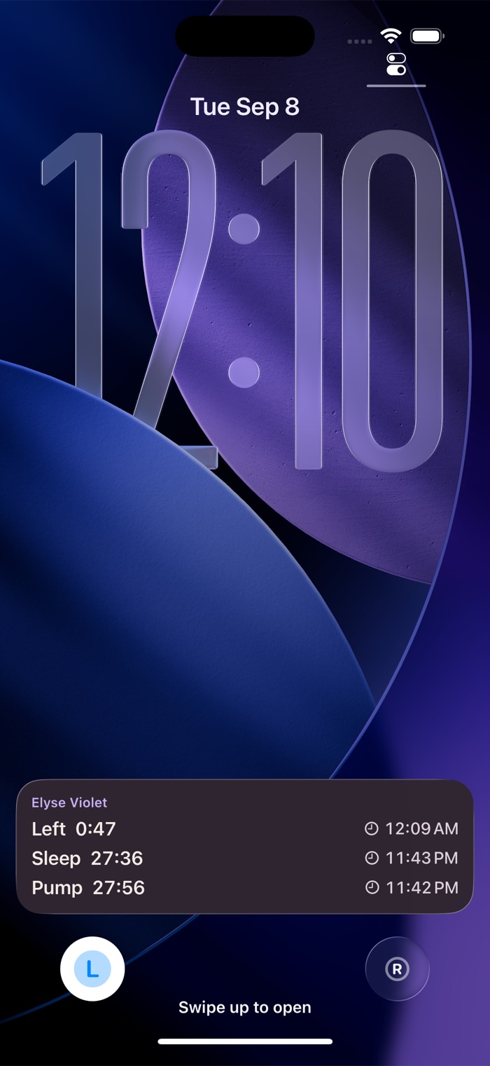 The Lock Screen with Left and Right buttons in the bottom corners, the Left one lit, and three running timers listed above.